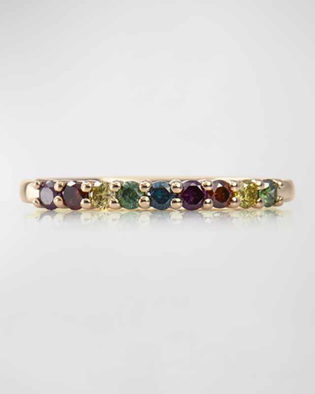 14K Multihued Gem and Diamond Stack Ring